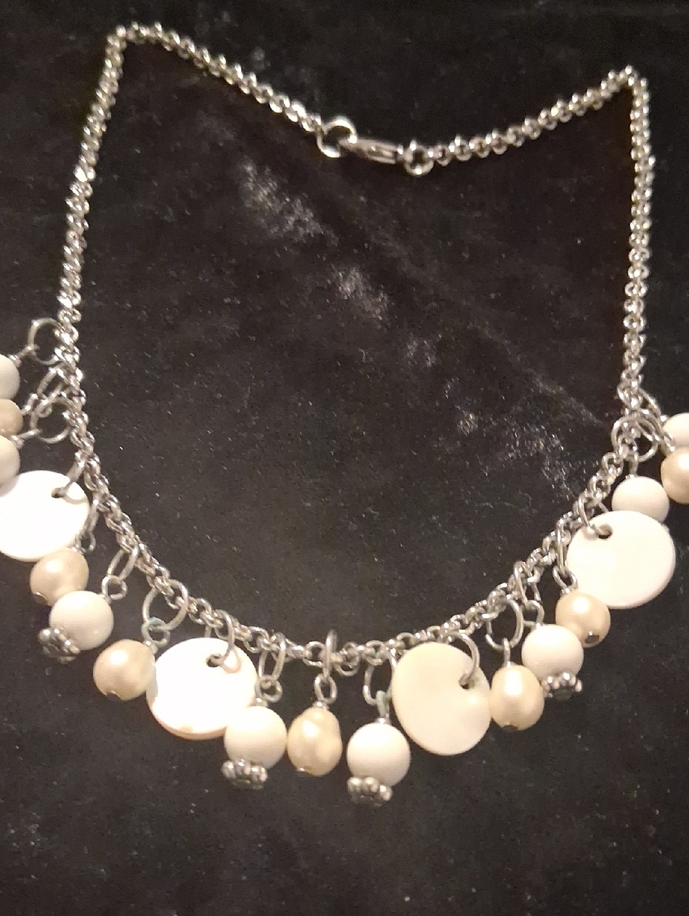 Women’s Stainless Necklace with Fresh Warter Pearls Shell .16 In L